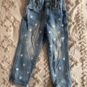 GAP 2T Heart Embroidered Blue Paper Bag Jeans